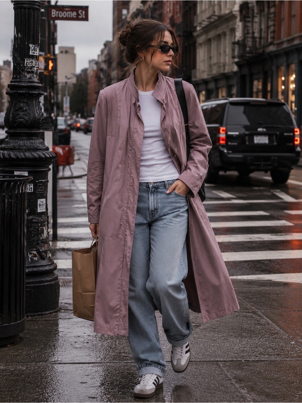 Parker Dusty Mauve Long Trench Coat